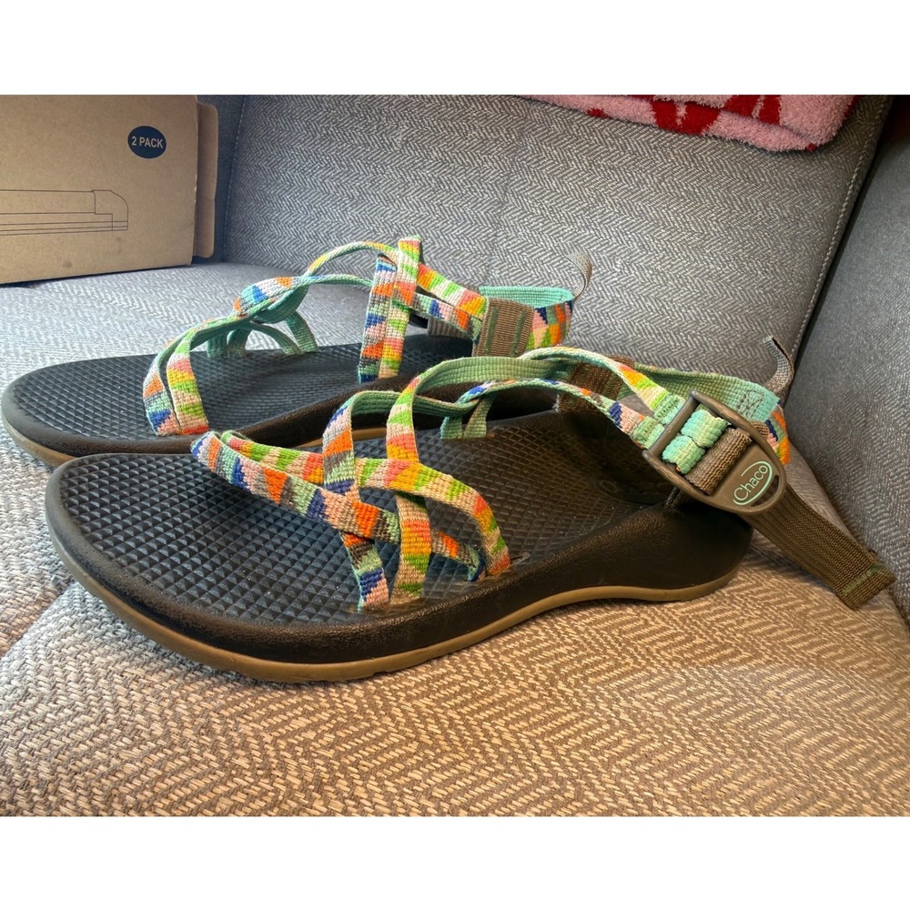 Chaco Z1 Ecotread Kids Size 4 Multicolor Geometric Strappy Hiking Sandals
